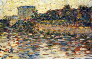 喬治 脩拉 Courbevoie, Landscape with Turret 喬治 脩拉 Courbevoie, Landscape with Turret